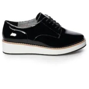Apt 9 Black Platform Lace Up Faux Patent Leather Shoes 8.5